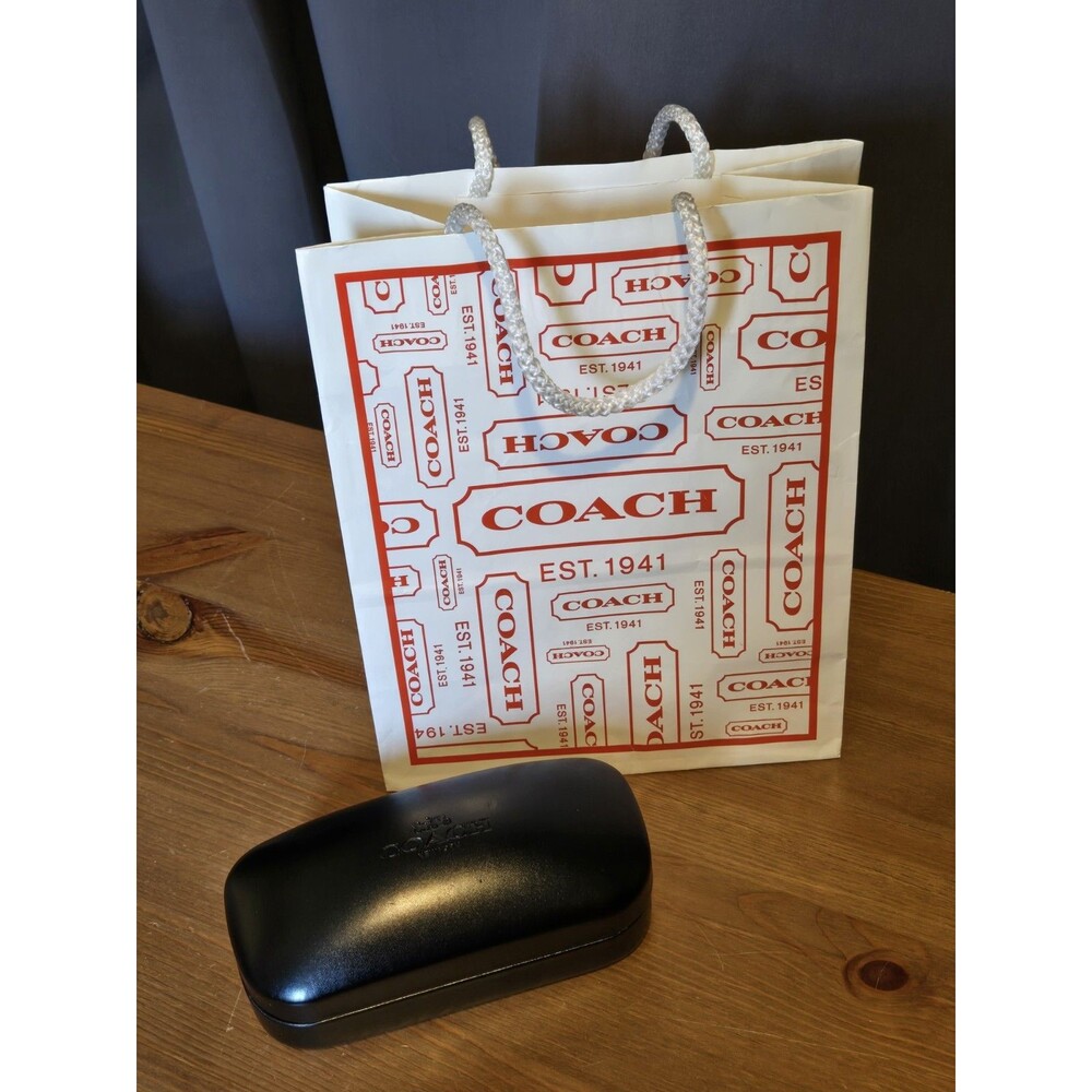 Coach New Black Eyeglass Sunglass Case Hard Clamshell & Gift Bag